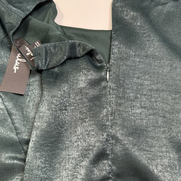 Lulus Let Me Entertain You Dark Green Satin Wide Leg Jumpsuit Size XL Party NWT - Picture 6 of 10